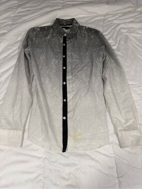 Guess Black and White Polka Dot Button-Up Shirt